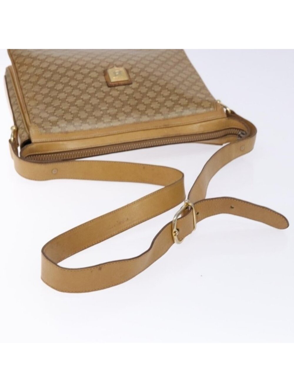 Authentic CELINE Macadam Canvas Shoulder Bag Beige Gold - Picture 14 of 16